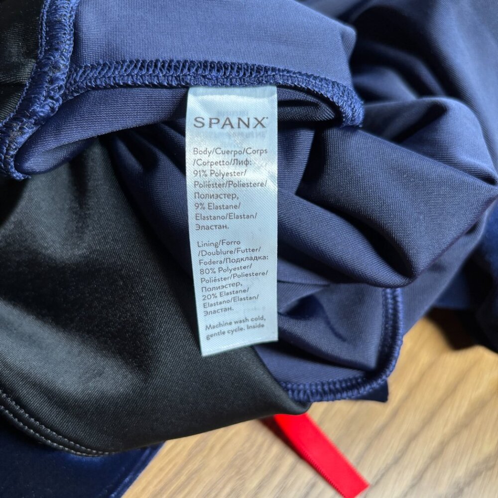 Spanx Velvet Leggings‎ Navy Blue High Rise Shaping Soft Stretch – Size L - Picture 7 of 8